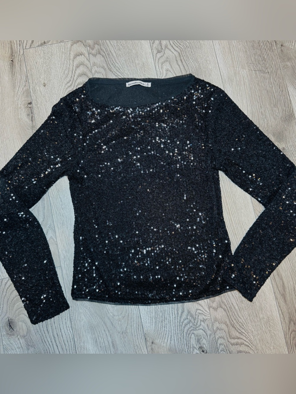 Abercrombie & Fitch Black Sequin Long Sleeve Top
